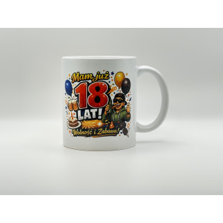Kubek na 18 urodziny 330 ml – Mam już 18 lat!
