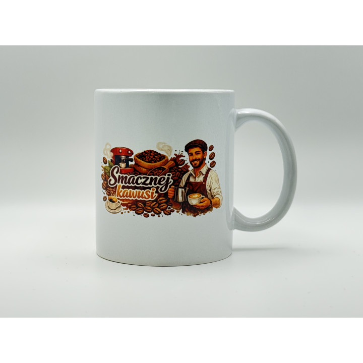 Kubek Smacznej kawusi 330 ml – śmieszny kubek z kawą